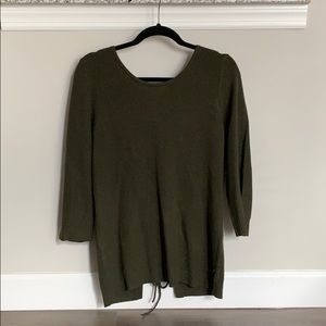 Olive Lace Back Sweater